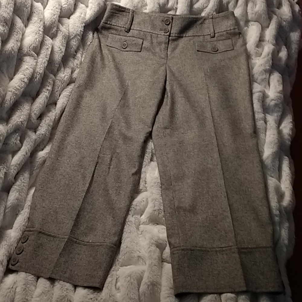LOFT Wool-blend Button-Detail Straightleg Crops